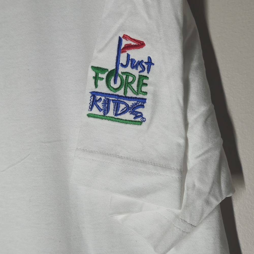 NWT Peter Millar Polo Shirt Mens Medium White Just Ford Kids Golf Sporty Preppy - Picture 5 of 6